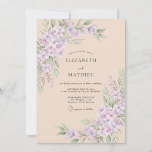 Champagne Vintage Mauve Petal Wedding Invitation