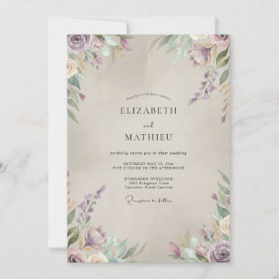 Champagne Violet Painted Wedding Invitation