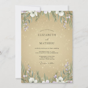 Champagne Violet Wildflower Wedding Invitation