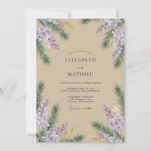 Champagne Violet Wisteria Wedding Invitation