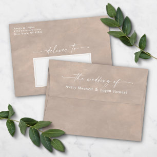 Champagne Watercolor A7 5x7 Wedding Invitation Envelope