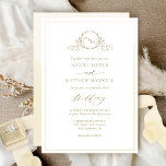 Champagne Watercolor Elegant Monogram Wedding Invi Invitation<br><div class="desc">Delight your guests with this beautiful wedding invitation with exquisite hand drawn botanical monogram crest and modern hand written calligraphy details. Ability to change "together with their parents" introduction to "together with their families", "together with great joy" or "together with great pleasure". Front with delicate champagne, cream hues watercolor frame....</div>