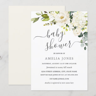 Champagne Watercolor Floral Baby Shower Invitation