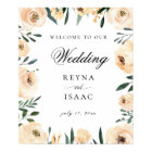 Champagne Watercolor Floral Design Wedding Welcome