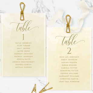 Champagne Watercolor Seating Plan Card Guest Name