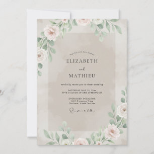 Champagne Watercolor Wedding Invitation