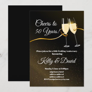 Champagne, wedding anniversary invitation
