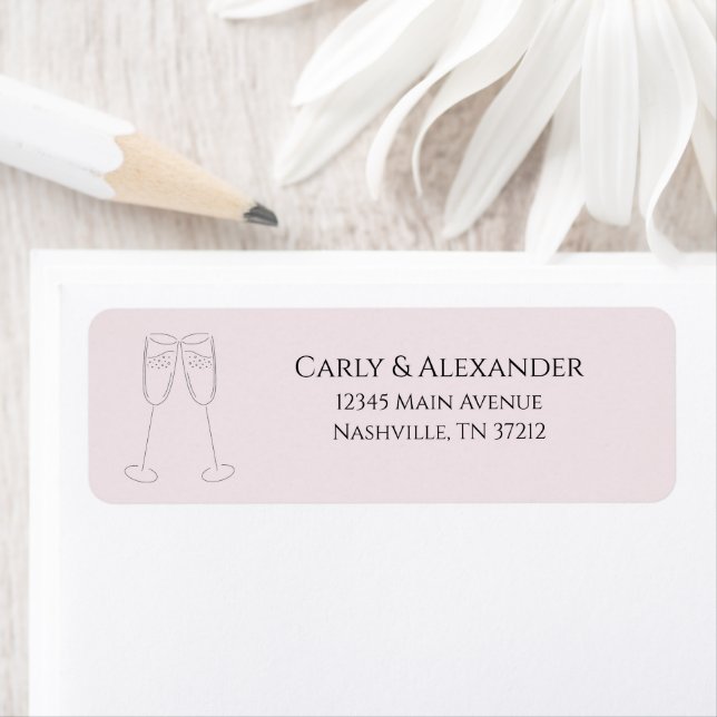 Champagne Wedding Engagement Return Address Labels (Insitu)
