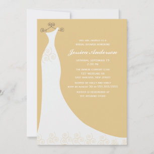 Champagne Wedding Gown Bridal Shower Invitation