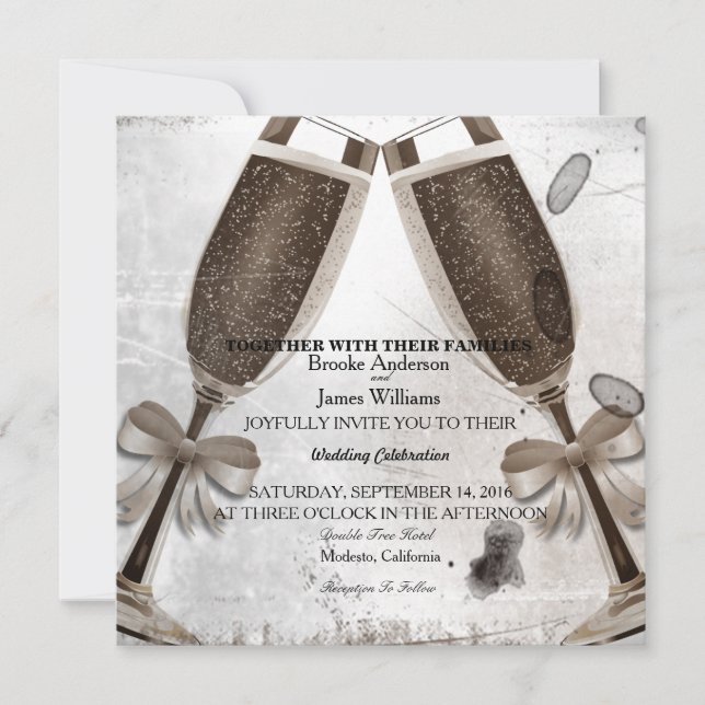 Champagne Wedding Invitation (Front)