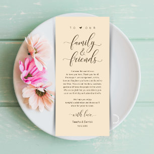 Champagne Wedding Place Setting Thank You Card