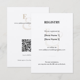 Champagne Wedding Registry | QR Code Enclosure Card