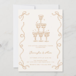 Champagne Wedding   Rehearsal Dinner Invitation