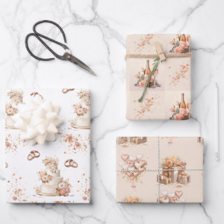 Champagne Wedding Wrapping Paper Sheet