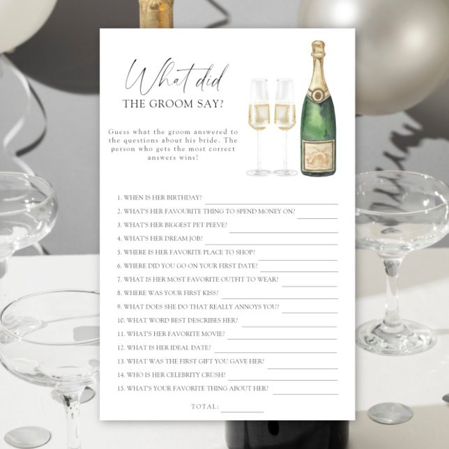 Champagne - What did the groom say bridal game (Creator Uploaded)