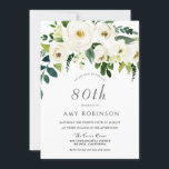 Champagne White Floral Elegant 80th Birthday Party Invitation<br><div class="desc">Champagne White Floral Elegant 80th Birthday Party Invitation

See matching collection in Niche and Nest Store</div>