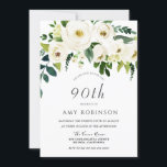 Champagne White Floral Elegant 90th Birthday Party Invitation<br><div class="desc">Champagne White Floral Elegant 90th Birthday Party Invitation

See matching collection in Niche and Nest Store</div>