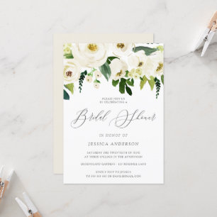 Champagne White Flowers Elegant Bridal Shower Invitation