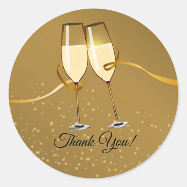 Champagne,  wine, adult party, thank you stickers (Front)