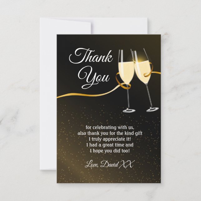 Champagne, wine, adult, thank you card (Front)