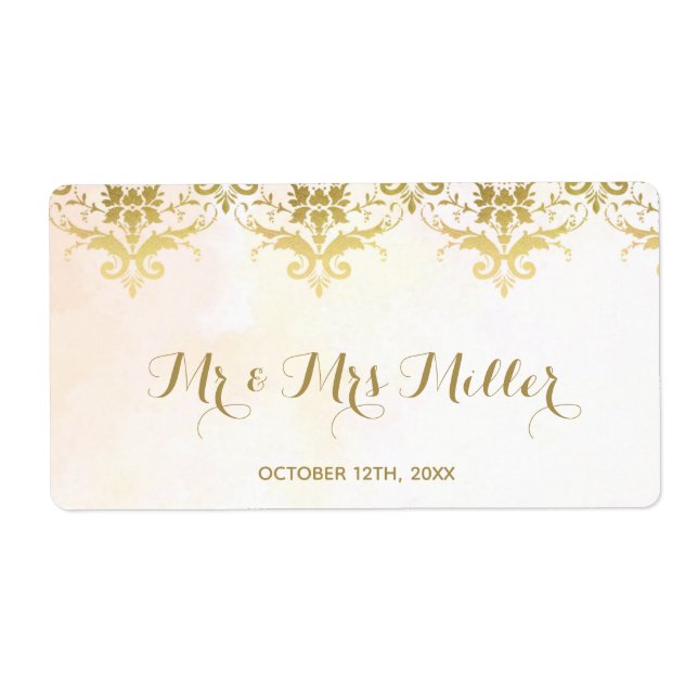 Champagne wine bottle label gold wedding (Front)