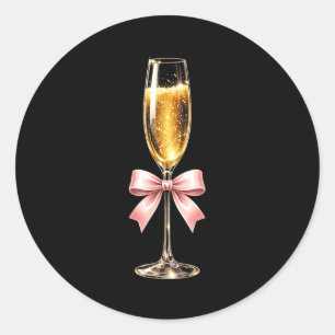 Champagne With Nk Bow For Women Luxurious New Year Classic Round Sticker