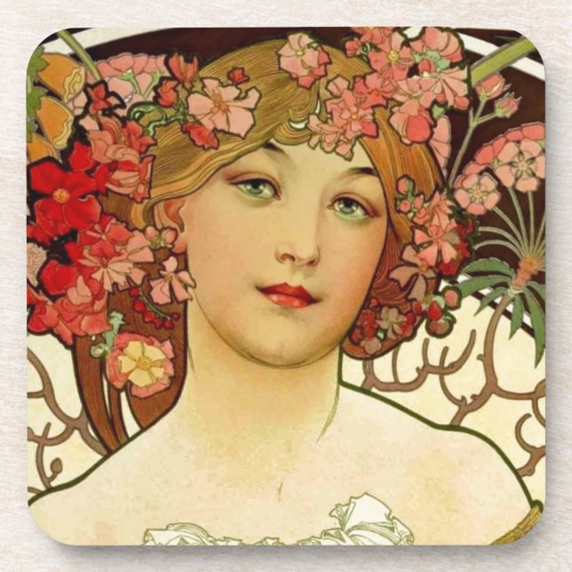 Champagne Woman 1897 - F. Champenois Imprimeur Coaster (Front)