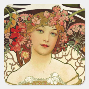 Champagne Woman 1897 - F. Champenois Imprimeur Square Sticker