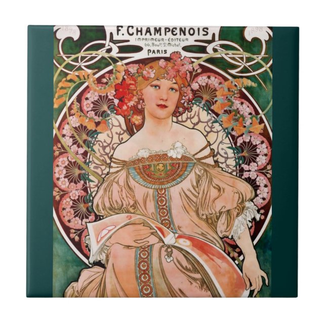 Champagne Woman - F. Champenois Imprimeur Tile (Front)