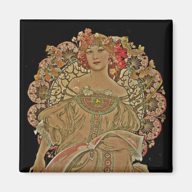 Champagne Woman on Black Magnet (Front)