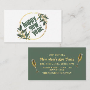 Champagne & Wreath, New Year's Eve Party Ticket Enclosure Card