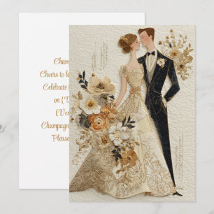 Champagne & Years   Gold Glow Invitation