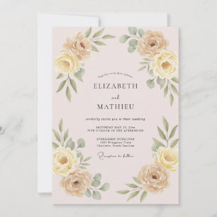 Champagne Yellow Petal Wedding Invitation