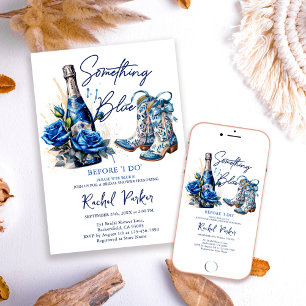 Champagner Floral Something Blue Bridal Shower Invitation