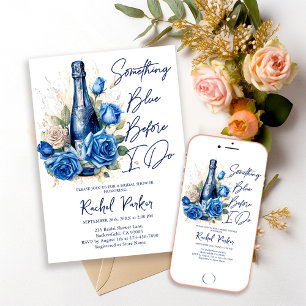 Champagner Something Blue Floral Bridal Shower Invitation