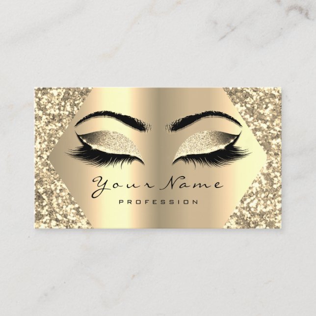 Champaign Glitter Makeup Artist Lashes Appointment Business Card (Front)