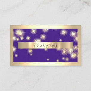 Champaign Gold Frame Blue Navy Gold Stars Business Card
