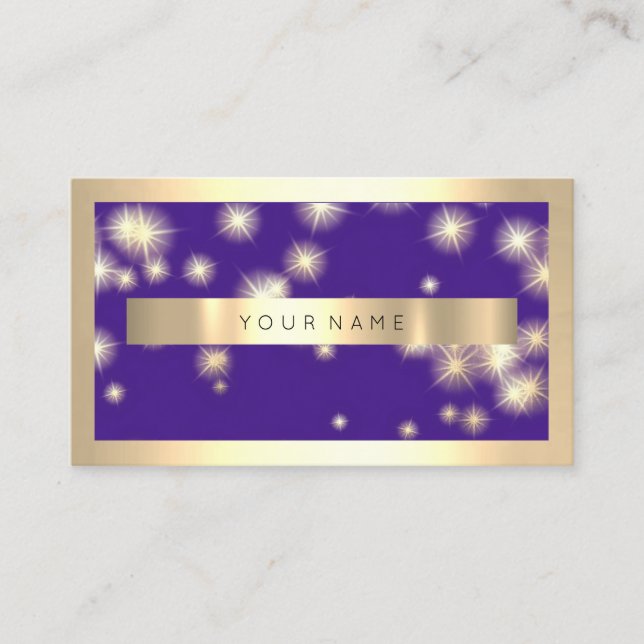 Champaign Gold Frame Blue Navy Gold Stars  Business Card (Front)