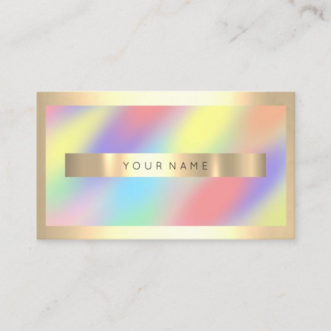 Champaign Gold Frame Holograph Ombre Luxury VIP Business Card (Front)