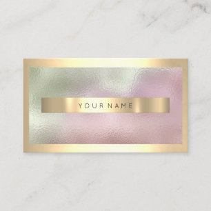 Champaign Gold Frame Metallic Ombre Mint Pink Business Card