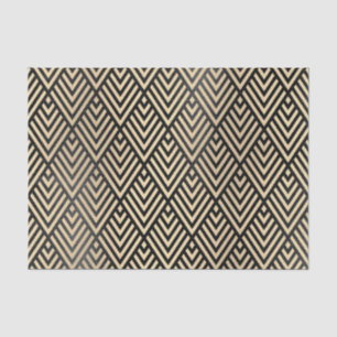 Champaign Gold Metallic Black VIP Chevron Art Deco Tissue Paper