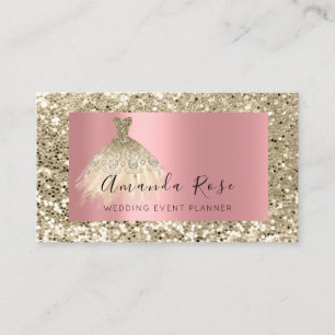 Champaign Gold Wedding Event Planner Fashion Rose Appointment Card
