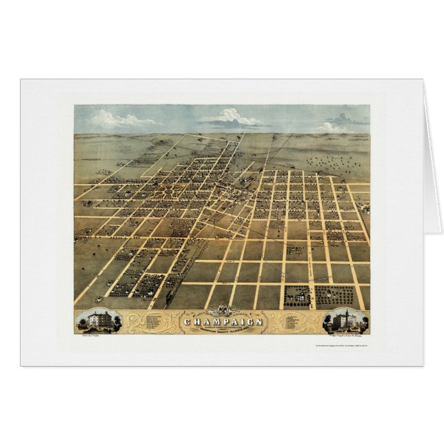 Champaign, IL Panoramic Map - 1869 (Front Horizontal)