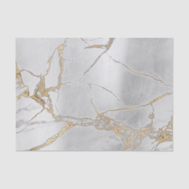 Champaign Silver Gray Metallic  Marble Gold Tissue Paper (Front)