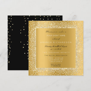 Champaigne Gold Black Confetti Sepia Glitter VIP Invitation