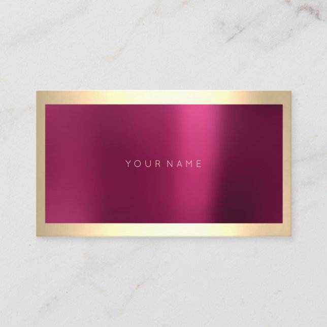 Champaigne Gold Frame Metallic Burgundy Minimal Business Card (Front)