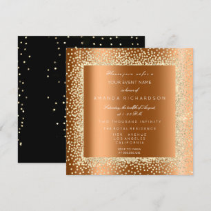 Champaigne Gold Glitter Black Confetti Honey VIP Invitation