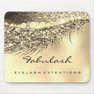 Champaigne Lux Gold Glitter Beauty Lashes Name Mouse Mat