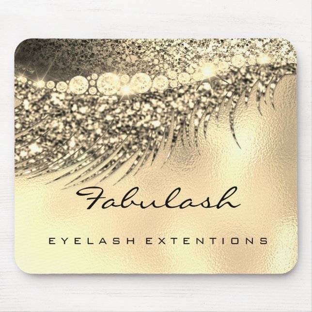 Champaigne Lux Gold Glitter Beauty Lashes Name Mouse Mat (Front)