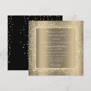 Champaigne Sepia Gold Glitter Confetti Formal VIP Invitation